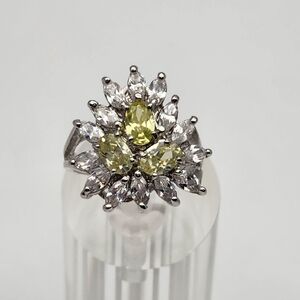 18 Karat White Gold Filled Starburst Cluster Cubic Zirconia Ring (7)